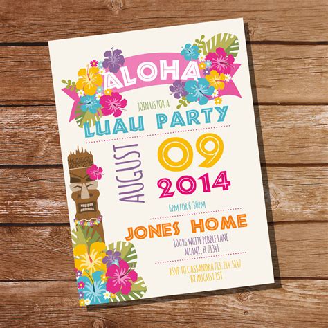 Luau Hawaiian Party Invitation | Tiki Party Invitation – Sunshine Parties