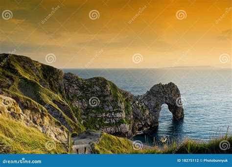 Durdle Door Sunset stock photo. Image of dorset, ocean - 18275112