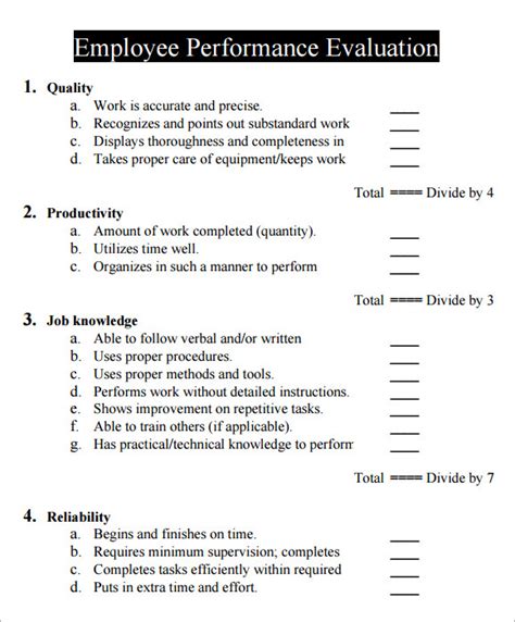 Free 12 Employee Evaluation Form Samples In Ms Word Pages Images