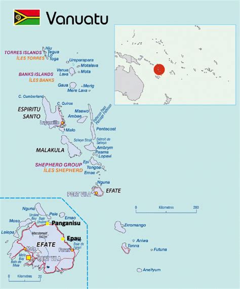 Map of Efate island showing, the location of Epau (Epao) village, the... | Download Scientific ...