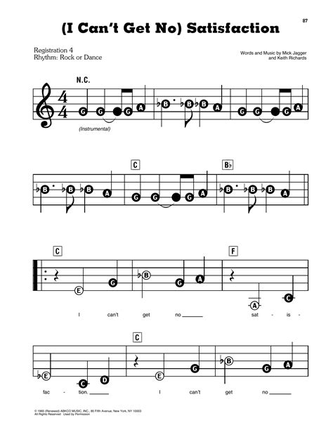 (I Can't Get No) Satisfaction by The Rolling Stones Sheet Music for E-Z ...