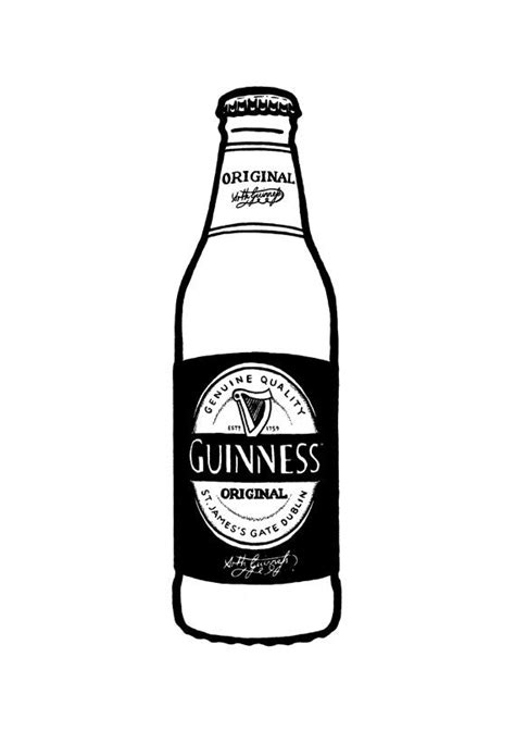 Guinness Original Stout bottle Hand-drawn illustration print