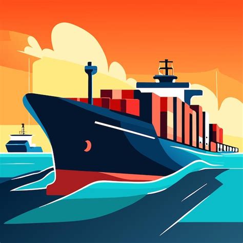 Premium Vector | Cargo ship loading in port cartoon illustration