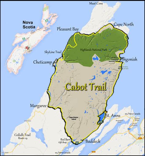 Map of the Cabot Trail, Cape Breton Nova Scitia, Cape Breton Highlands ...