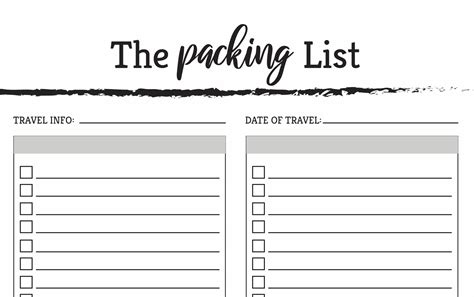 Printable Travel Packing List