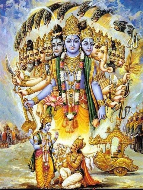 Vishwaroop of Lord Krishna # Arjuna listening to Geeta Updesh | Deidades hindúes, Cultura hindú ...