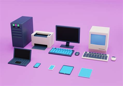 Simple computers electronics office equipment 3D model - TurboSquid 1570549