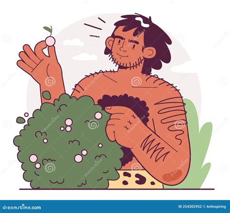 Cavemen, Primitive People Gathering Fruits and Vegetables. Human ...