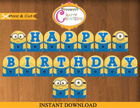 Despicable Me Banner - Printable Minions Birthday Party Banner ...