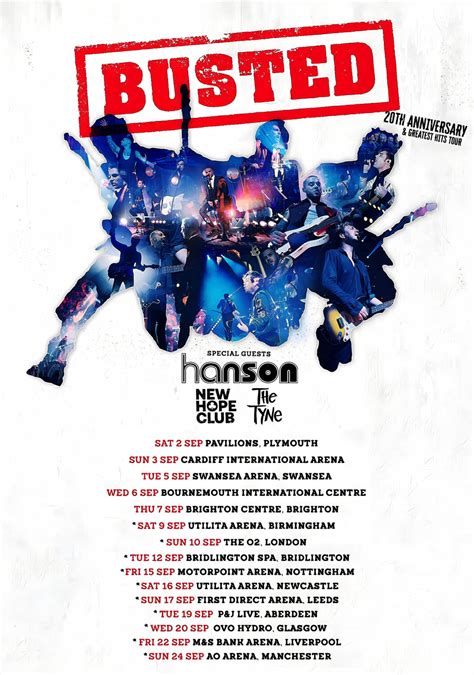 BUSTED 20th Anniversary 2023 UK Tour Poster