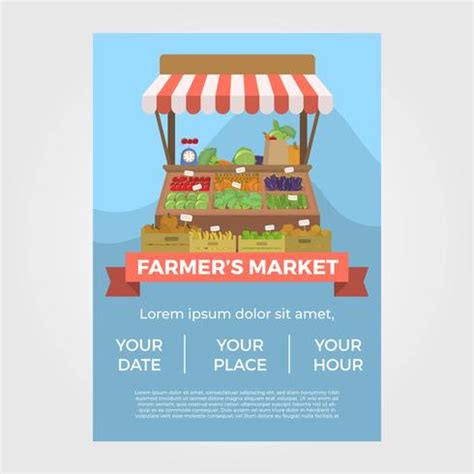 Flat Farmer's Market Flyer Vector Template 358452 Vector Art at Vecteezy