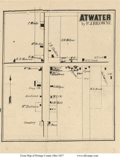 Atwater Village - Atwater, Ohio 1857 Old Town Map Custom Print ...