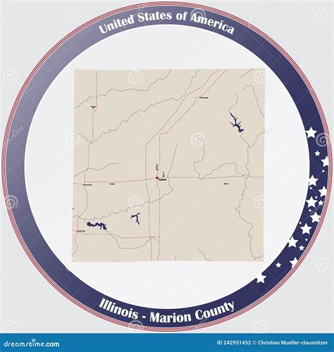 Map of Marion County in Illinois Stock Illustration - Illustration of ...