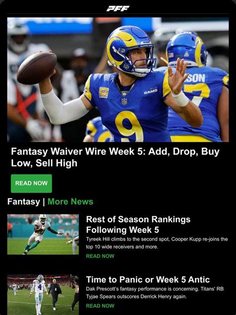 Pro Football Focus: Fantasy Buy Low/Sell High, Rest of Season Rankings ...