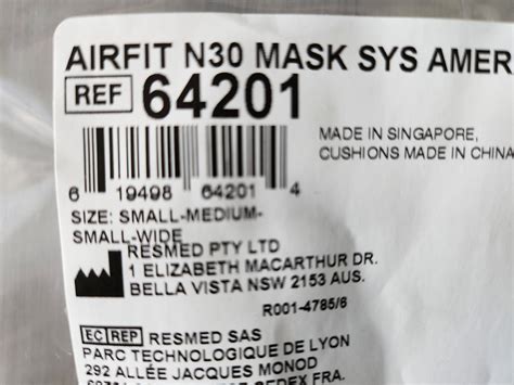 ResMed AirFit N30 Nasal CPAP mask in sizes S / SW / M / FitPack w adjustable headgear ...