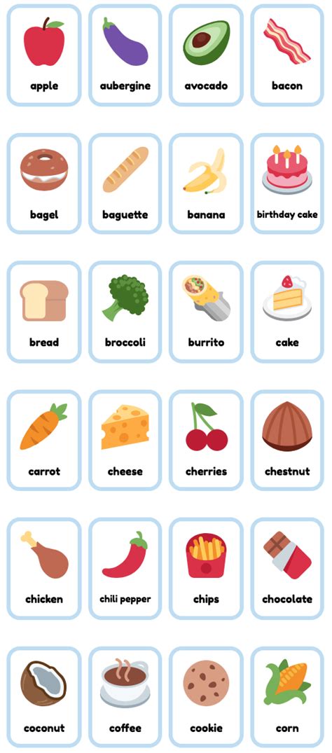 Free printable Food Flashcards for English teaching and studying. Great for teaching kids. Visit ...