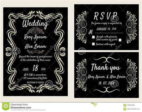 Wedding Invitation , Save the Date, RSVP Card, Thank You Card, T Stock Vector - Illustration of ...