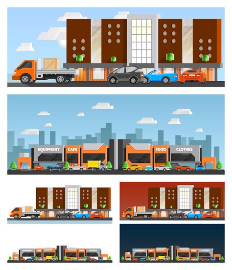 Shopping Mall And City Compositions 484622 Vector Art at Vecteezy