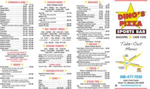 Dino’s Take Out Menu | Dino's Sports Bar