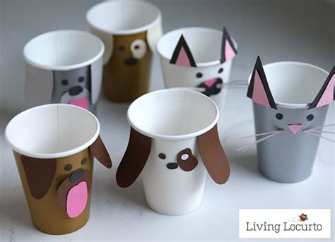 Pet Party Ideas | Dog & Cat Paper Cup Craft | Puppy Chow Bar | Paper ...