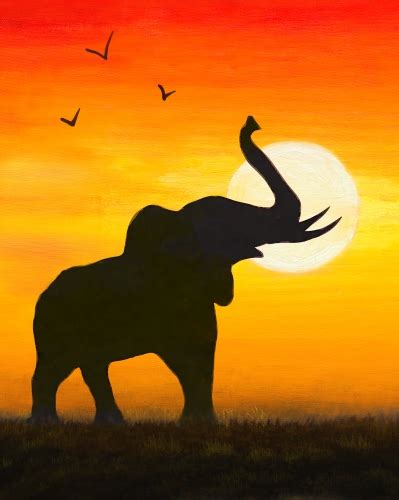 Learn to paint Elephant Sunset