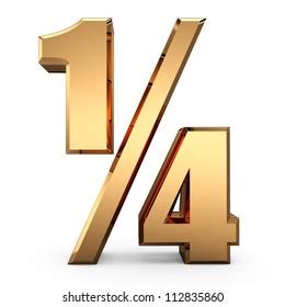 3d Gold One Fourth Symbol 14 Stock Illustration 112835860 | Shutterstock