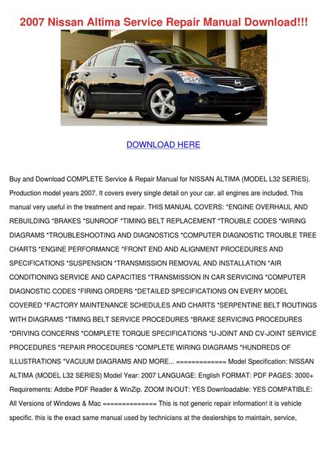 2007 Nissan Altima Service Repair Manual Down by RaphaelPearl - Issuu