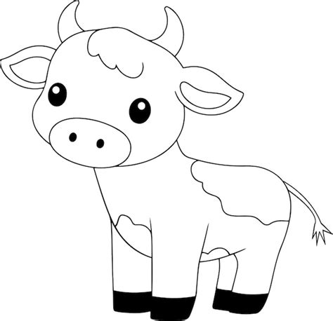 Premium Vector | Cow vector illustration black and white outline cow ...