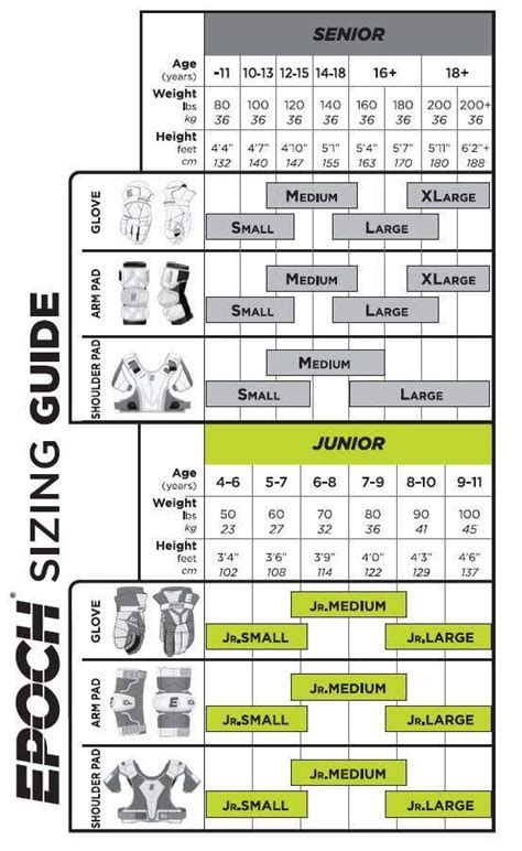 Epoch Lacrosse Gloves Size Chart - Images Gloves and Descriptions Nightuplife.Com