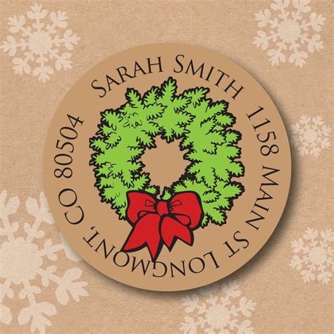 Return Address Labels Christmas Address Label Vintage Wreath | Etsy
