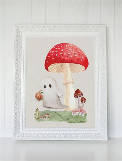 Adorable Ghost Mushroom Printable for Halloween Botanical - Etsy