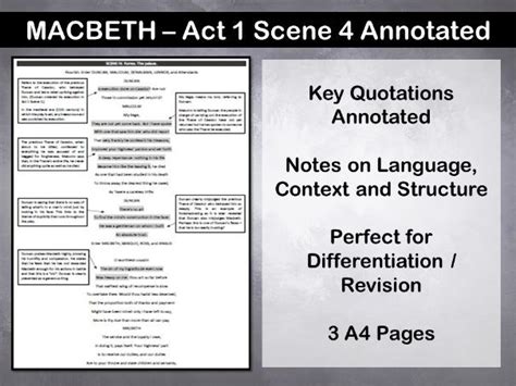 Macbeth Act 1 Scene 4 Annotated | Teaching Resources