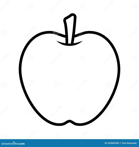 Apple Coloring Page Vector Illustration Image on White Background for ...