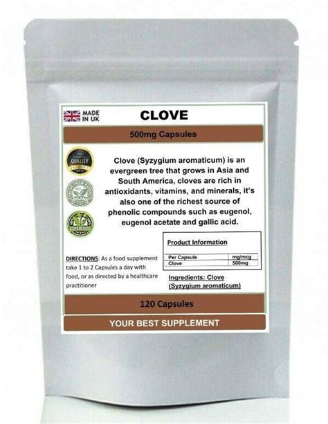 Clove Capsules 500mg 100% Organic pure no additives Syzygium | Etsy