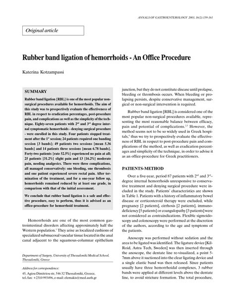 (PDF) Rubber band ligation of hemorrhoids - An office procedure