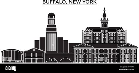 Usa, Buffalo, New York architecture vector city skyline, travel ...