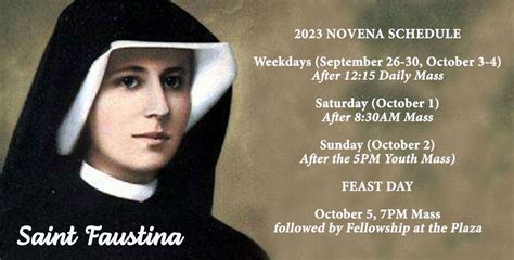 St. Raymond Catholic Church in Dublin – Novena and Mass for St. Faustina’s Feast Day, Sep 26 – Oct 5