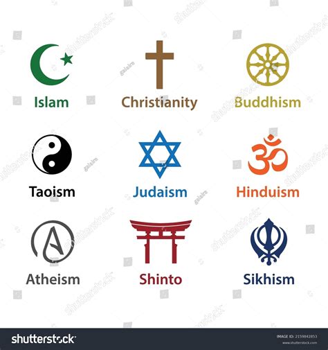 World Religion Symbols Colored Signs Major Stock Vector (Royalty Free ...