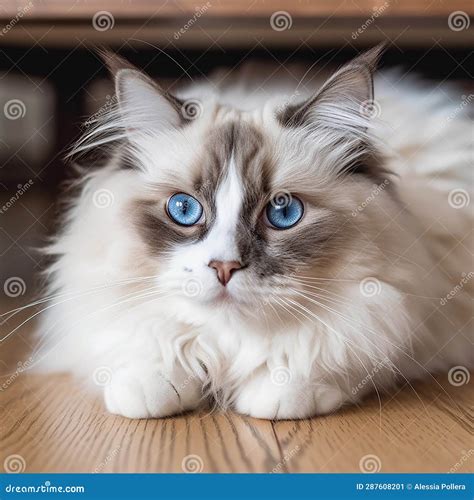 Beautiful Ragdoll with Sweet Blue Eyes Stock Illustration - Illustration of fluffy, alert: 287608201