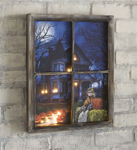 Lighted Halloween Haunted House Window Wall Art | Halloween Decorations ...