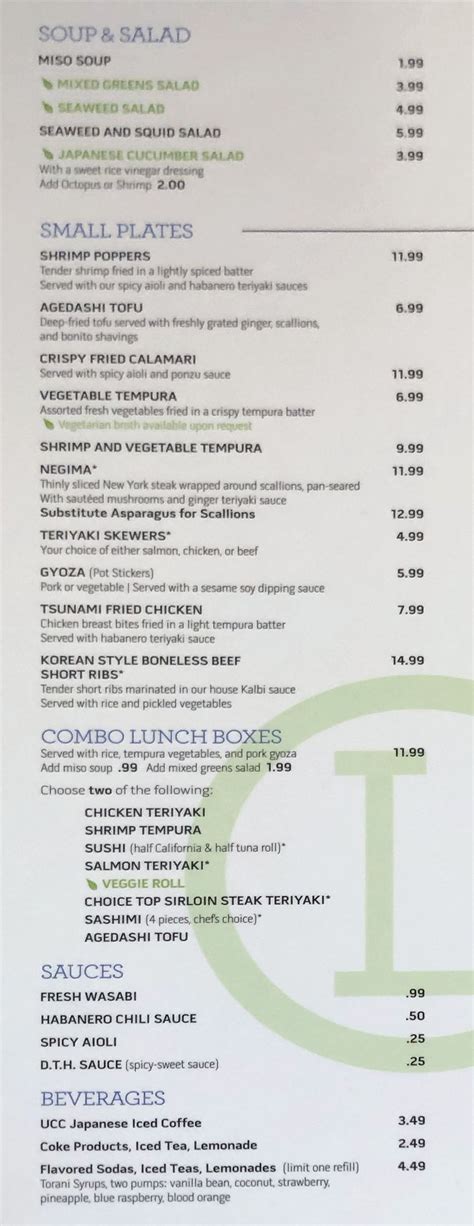 Tsunami Restaurant And Sushi Bar menu – SLC menu