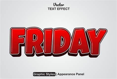 friday text effect with red color graphic style and editable. 23262973 ...