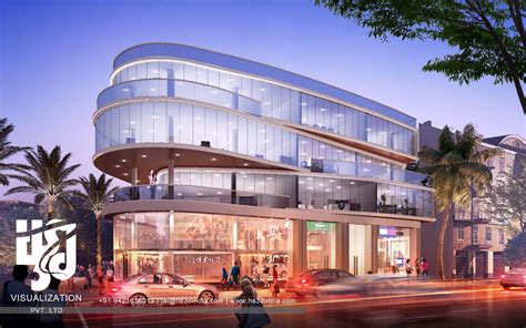 Designs Mall Building Facade Night Rendering | Architecture exterior, 3d architectural rendering ...