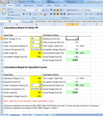 Cable Size Calculation Spreadsheet Eloquens | lupon.gov.ph