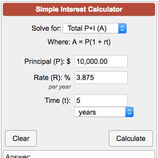 Simple Interest Calculator A = P(1 + rt)