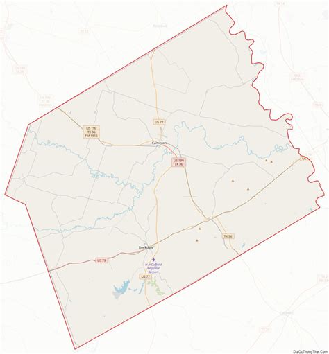 Map of Milam County, Texas - Thong Thai Real