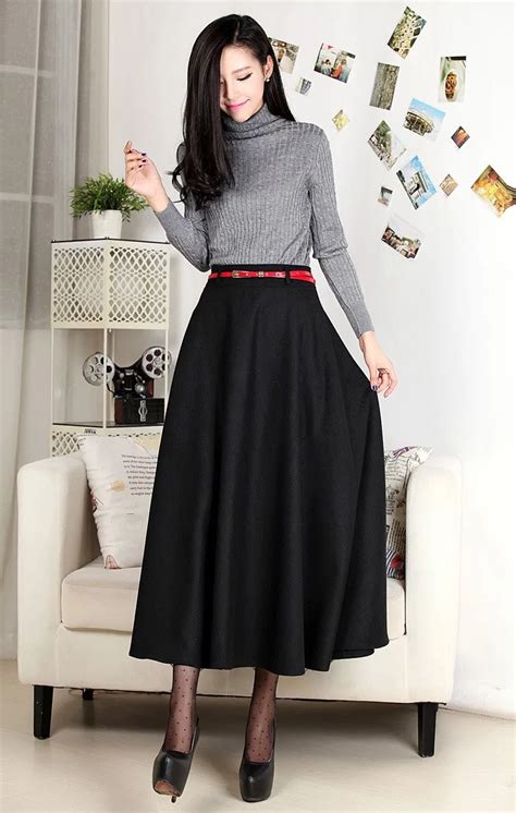 High end Custom skirts womens 2017 Autumn Winter Long Maxi A line ...