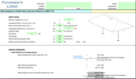 Wind Analysis for Shade Open Structure Spreadsheet Based on ASCE 7-16