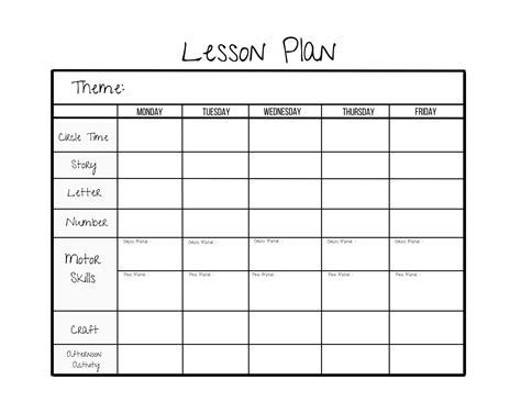 Simple Weekly Lesson Plan Template-preschool/prek/ Kindergarten/daycare/ Homeschool-instant ...