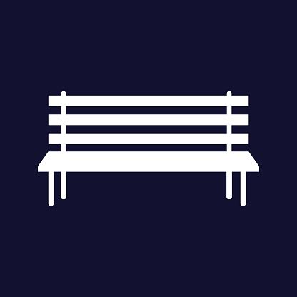 Vector Image Of The Bench Vector White Icon On Dark Blue Background Stock Illustration ...